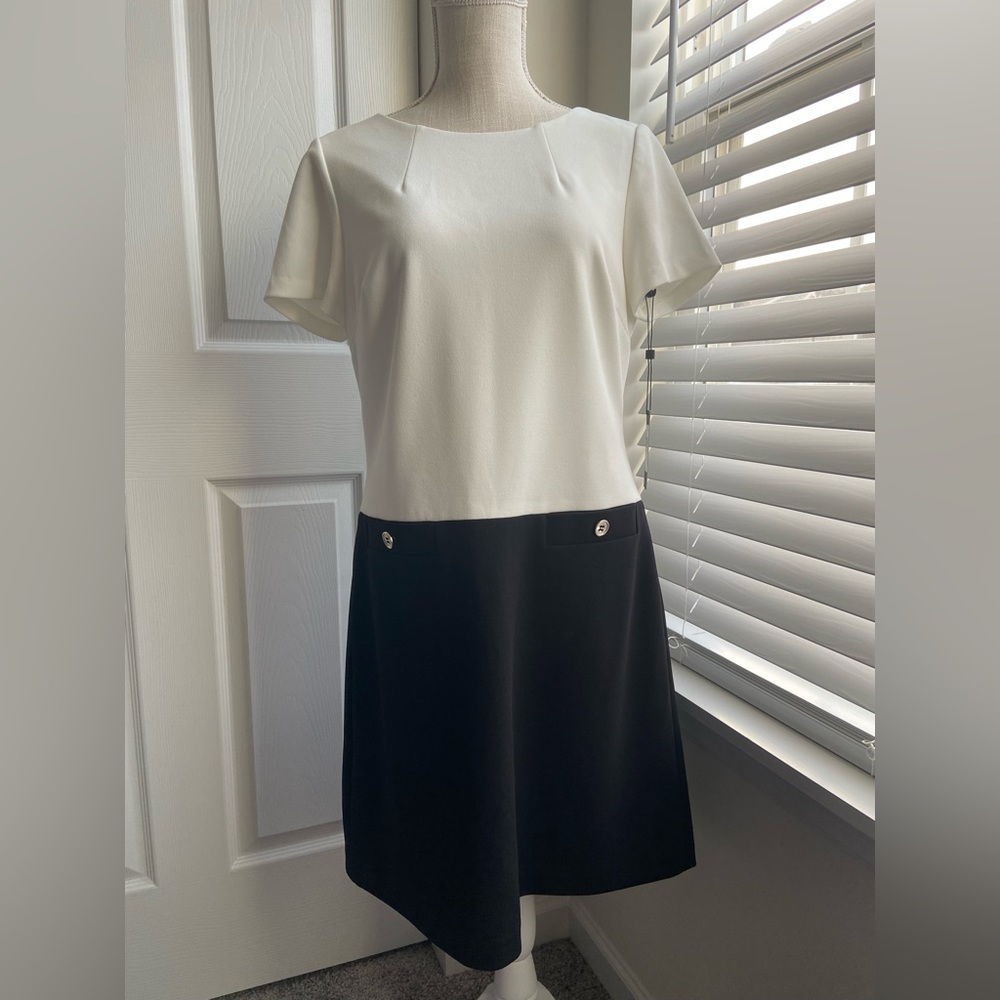 Tommy Hilfiger Two-Tone Black and White Midi Dress